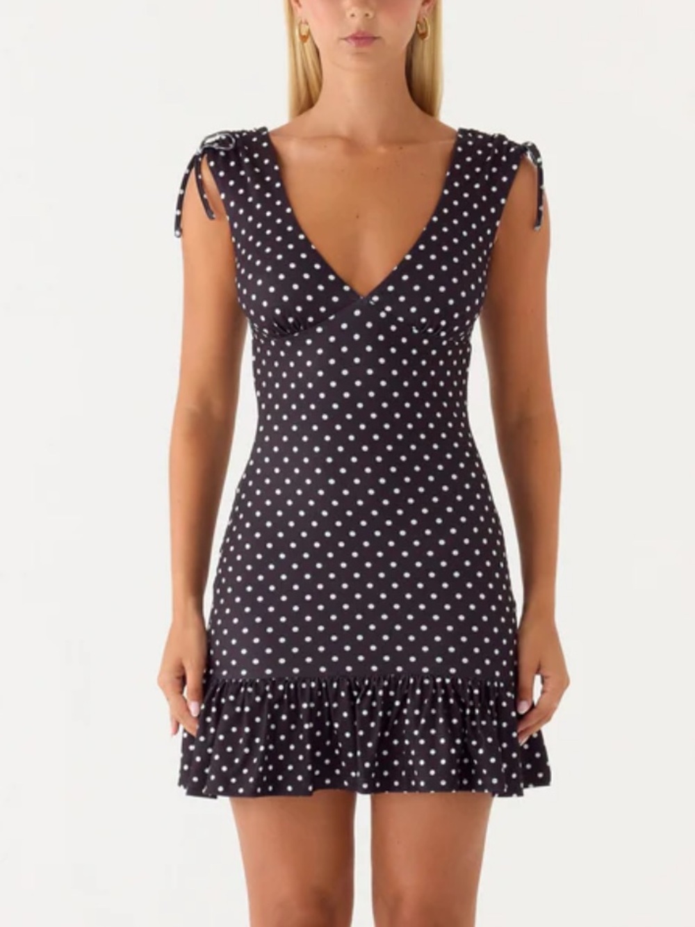 Acacia Mini Dress - Black Polkadot